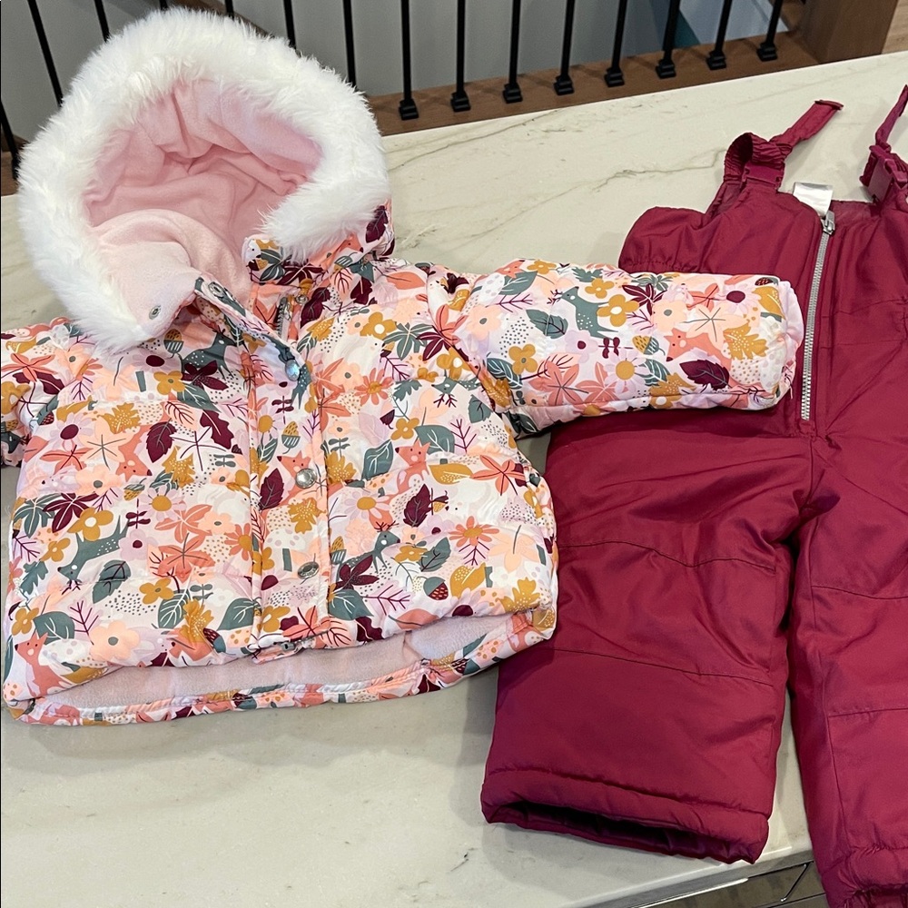 Carter's Pink Floral Jacket & Snowpants